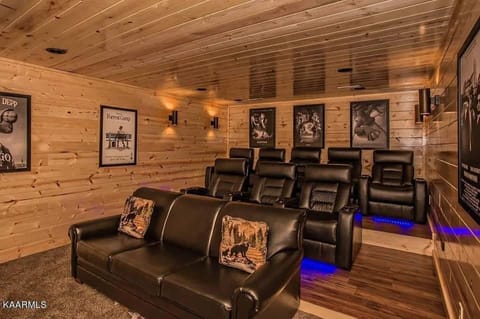 Home theater with reclining seats for the ultimate movie night.