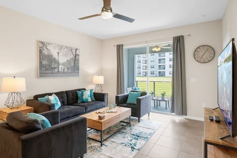 Living Room with Pool View!#Disney #Parks #kingdom #springs #StoreyLake #Apartment #Vacation #Rental #waterpark #Kissimmee #Orlando #universal #citywalk