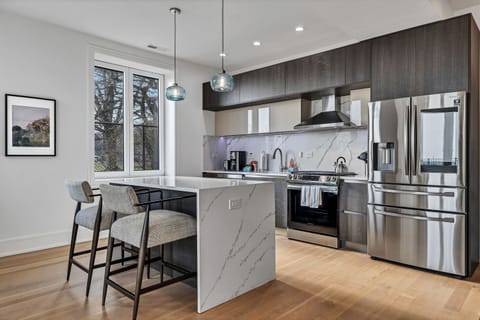 Completely updated kitchen with modern appliances and elegant design