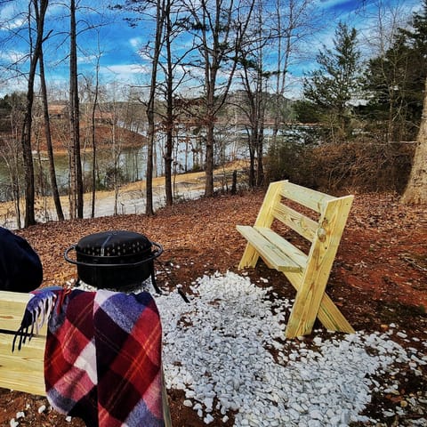 Firepit overlooking the lake, just off the deck.
