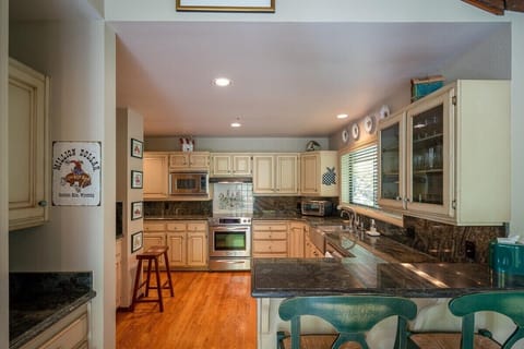 A view of the kitchen from the dining area