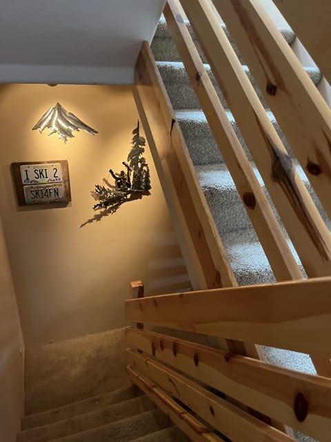 Stairway leading down to the second level 