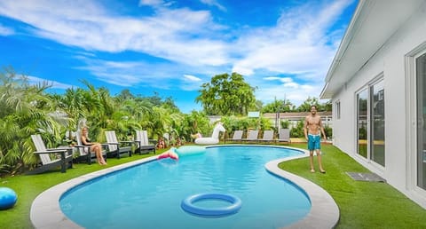 Relax in style under the covered patio on the outdoor lounge 