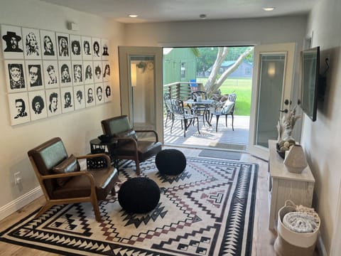 Second living space - 55" smart TV, French doors to outside