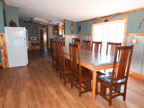 Dining area and kitchen.