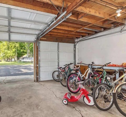 Bikes and games in shared garage space!