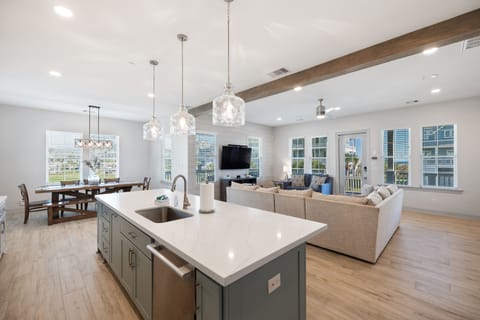 Viewpoint from the kitchen overlooking the massive living space.