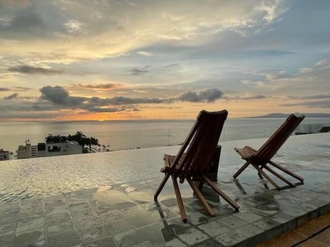 Sunset at the rooftop pool