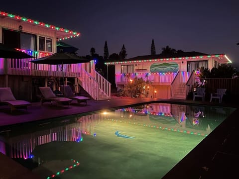 Pool area at night