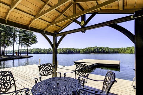 Relaxing at the Gazebo over the water.