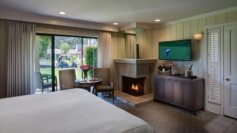 Settle in by the fireplace and sip wine after golf.