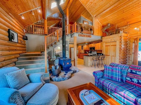 Living room, loft, and kitchen