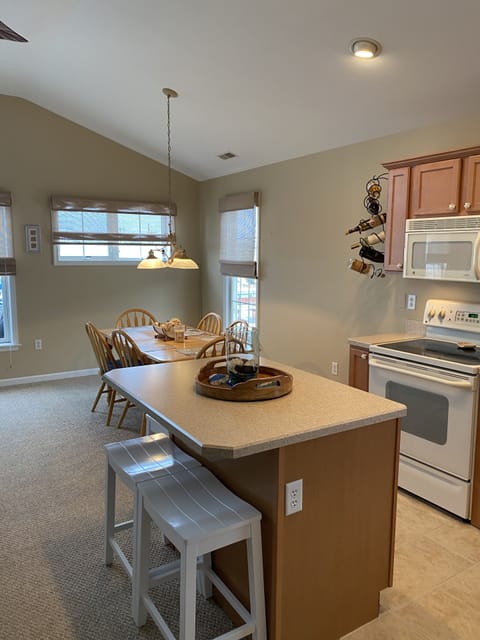 Island and table for family dinners or game night!