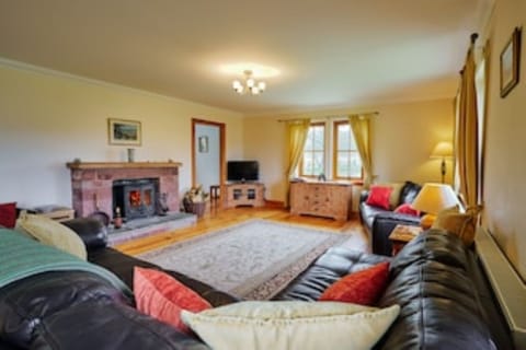 lounge with log stove