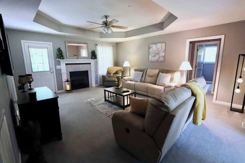 Stylish space with plush seating and a warm ambiance perfect for relaxation!