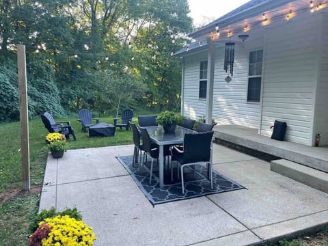 Gather around the table under string lights for memorable outdoor meals!