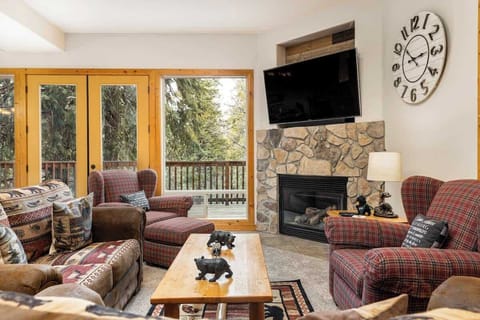 Enjoy a movie sitting around the fireplace!