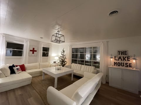 Living room with real fireplace