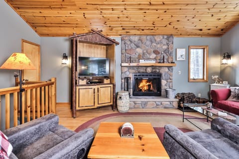 Relax next to a crackling fire after your Northwoods adventures.