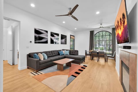 65" Sony Smart TV, Sleeper Sectional Sofa, Art, blanket and pillows!