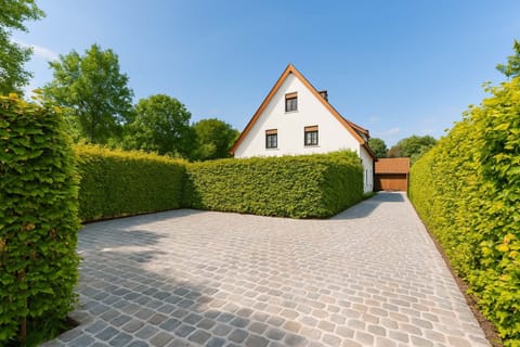 Private driveway with free double parking for guests