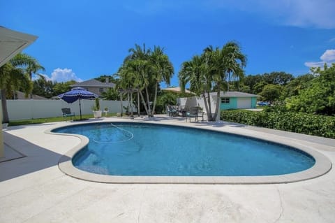 Outdoor oasis with oversized pool 