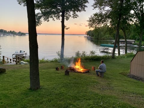 Fire pit with provided fire wood