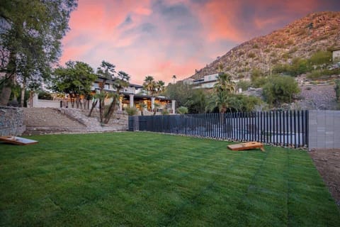 Lucious grass for fun games of Cornhole. 