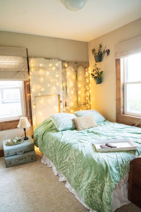 Downstairs bedroom. Those door were once apart of the house!!