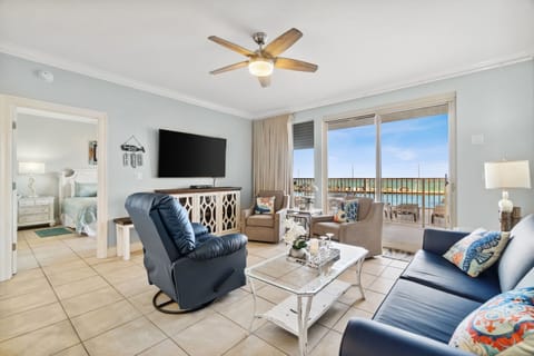 Relax in this coastal living room with ocean views and comfortable seating.