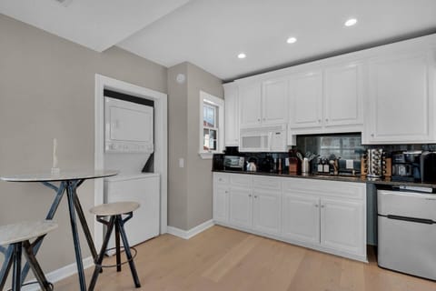 The kitchen and dining area
