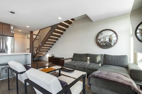 It won’t be hard to relax on the comfy l-shaped sofa.