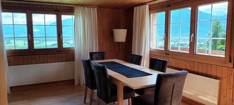 Living-dining room: spacious and flooded with light