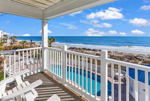 The perfect spot for morning coffee or evening cocktails, the top-floor balcony