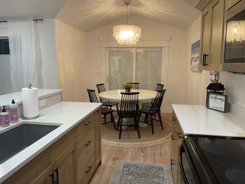 Dual ovens, quartz countertops, all of the cooking supplies you will need!