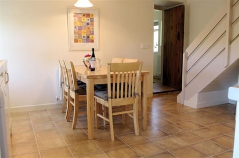 Kitchen with dining area at Hill Top Cottage in Walden dale near West Burton in the Yorkshire Dales