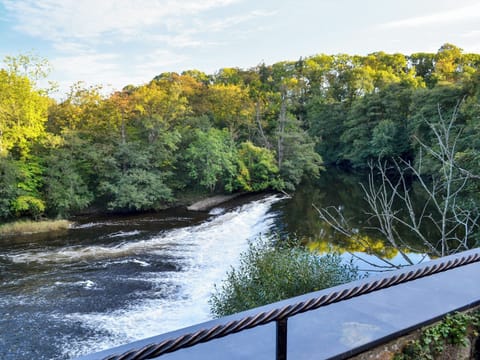 Balcony overlooking the river | Erbistock Mill, Erbistock, near Llangollen
