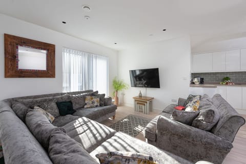 Sofa seating and Smart TV with free wi-fi in living area - Artemis House
