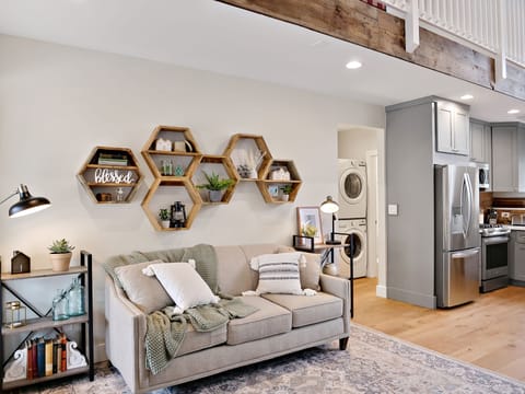 Main living space with queen sized pull out sofa