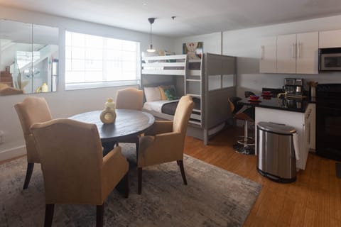 Dining table and bunk bed