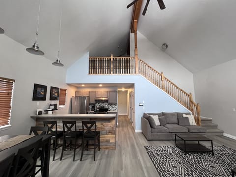 View of the second story loft with a pullout sofa bed.
