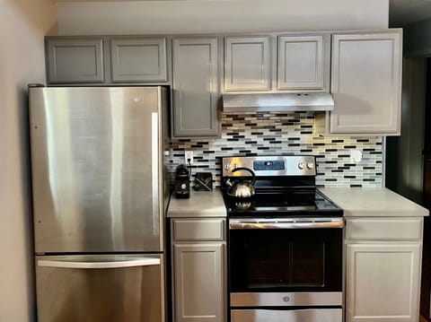 New stainless steel appliances, including dishwasher and ice maker