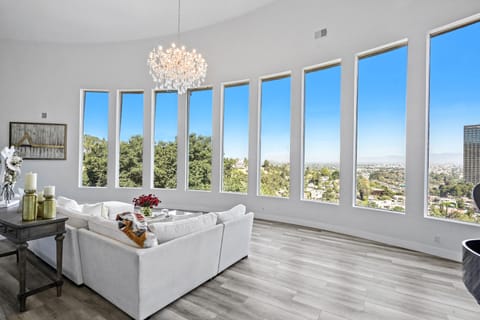 Living Room with City and Mountain Views