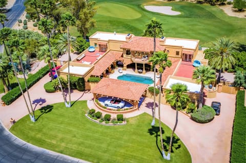 The jaw dropping corner golf green estate that leaves anyone speechless! Circular driveway,7-person jacuzzi,outdoor shower,snooker lounge,3 decks,enclosed interior courtyard with Roman heated with extreme privacy making it perfect for skinny dipping.