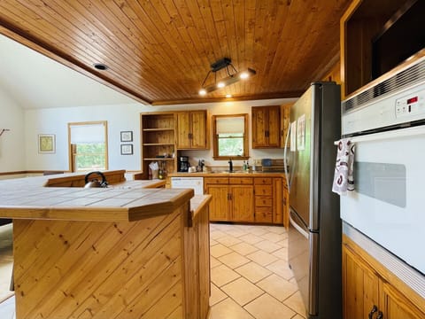 Wall oven in open kitchen. All guest can visit with the chef in charge