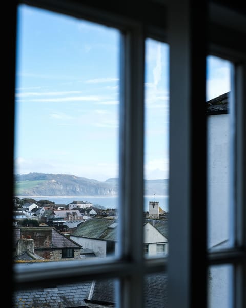 View across the town to the Charmouth coastline