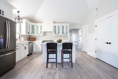 Kitchen with breakfast bar seating for two