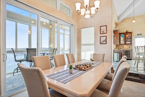 Enjoy ample seating for dining and table games