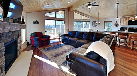 Relax on this comfy couch and binge your favorite series with our smart TVs