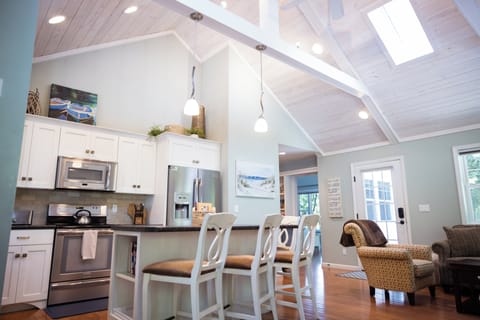 Open concept kitchen and living area.
